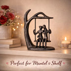 Couple Swing Statue, Solid Cast Iron Romantic Couple Figurine, for Wife Husband, Valentine’s Day Gift for Him Her, Modern Home Decor for Shelf Mantel, 6.46" Tall