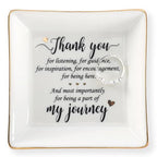 HOME SMILE Mother's Day Thank You Gifts for Women Friends Teacher Coworkers,Friends Ceramic Ring Jewelry Dish Tray Plate for Birthday Graduation Farewell -Thank You Being A Part of My Journey - style: Be Part of my Journey