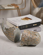 HAUCOZE Decorative Book Ends Ocean Decor Statue Whale Sculpture Table Centerpiece Gift for Home Office Bookshelf 9.4 Inch
