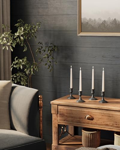Matte Black Candle Holders Set of 2, Metal Candlestick Holders for Weddings, Dining, Housewarming Taper Candle Holders as Table or Mantel Centerpiece Christmas Candle Stick Holder Decor