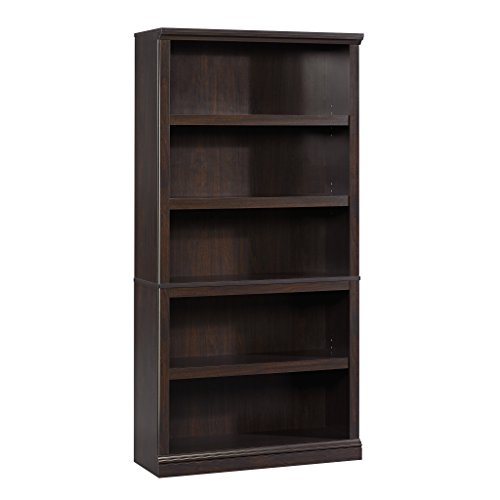 Sauder 5 Tier Book Shelf Wooden Bookcase Multipurpose Bookshelf for Home Office, Living Room, in Jamocha Wood - color: Jamocha Wood