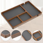 Valet Tray for Men, Black Sandalwood Catch All Tray, Wallet Trays Organizer for Nightstand, Desk, Elegant EDC Valet Trays for Keys, Watch, Phone, Jewelry