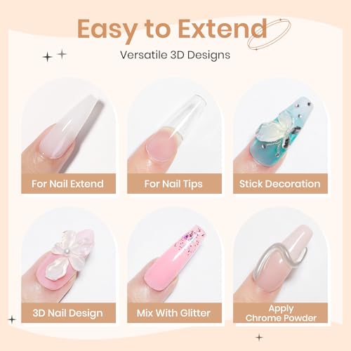 3d Gel Nail Art Sculpture Non Stick Hand Molding Gel for Nails Multifunctional Solid Builder Gels for Extension Carving Sculpting Beauty Charms for Beignner and Salon DIY - color: Clear&Pink&Pearl White