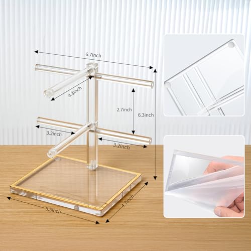 2-Tier Acrylic Sunglasses Display Stand, Clear Glasses Stand for 2 Pairs, Luxury Gold Trimmed Eyeglasses Holder for Oversized Frames & Reading Glasses, Compact Nightstand Desktop & Retail Counter - size: 1PC(2-TIER)