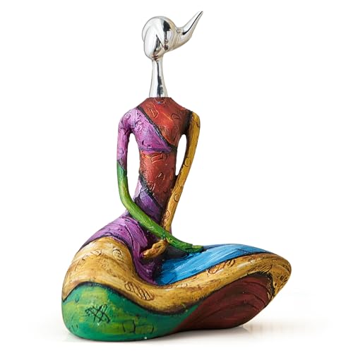 Octdays Art Female Sculpture Figurines, Abstract Woman Statue for Home Decor, Modern Colorful Sculpture Decorations for Living Room Shelf Office Cabinet Accents (Colorful-B) - color: D