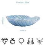Shell Jewelry Dish Tray for Women, Ceramic Seashell Jewelry Ring Holder Dish, Jewelry Plate Trinket Dish for Necklace, Earring, Ring, Mother's Day Christmas Gift, 3.9", Sky Blue Iridescent Surface - color: Sky Blue