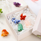 Seenelling 6 Pcs Crystal Dinosaur Figurines - Cute Stone Dinosaur Figures Statue Collection Decor for Women, Men, Desk, Garden, Home