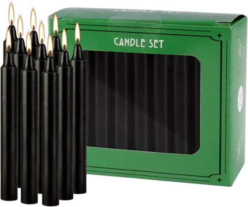 YOROXRG Set of 40 Black Candles – Spell Chime Candles for Halloween, Rituals, Prayer, Birthdays, Meditation, Altar - 4 Inch Tall, Unscented - color: Black-4" 40