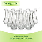 Hewory Glass Bud Vase Set of 12 Small Vases for Flowers, Clear Bud Vases in Bulk, Cute Glass Vases for Centerpieces, Mini Floral Vase for Wedding, Events, Home Decor, Table Centerpiece