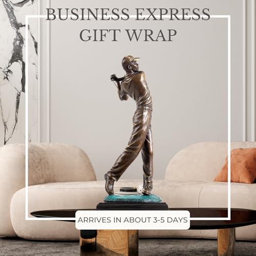 22.8'' Golf Man Bronze Statue, Classical Golfer Bronze Figurine Sculpture with Marble Base Modern Art Crafts for Home Office Decor Gift - size: 22.8"Man