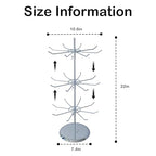 3 Tier Jewelry Holder with 8 Hooks Adjustable Height Chrome Countertop Spinner Display Stand for Necklace & Bracelet Keychain Display - size: Standard - 24 hooks
