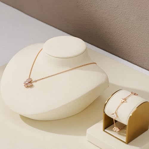 Microfiber Jewelry Bust Display Necklace Pendant Microfiber Jewelry Necklace Display Stand for Showcase(Beige) - color: Beige