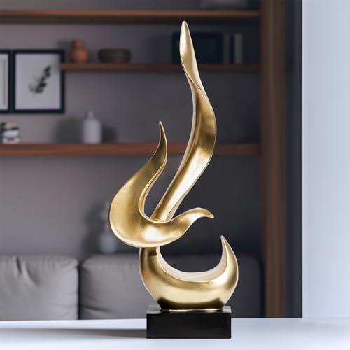Gold Fire Flame Sculpture, Modern Abstract Resin Statue, Art Statue Home Decor for Living Room TV Stand Coffee Table Shelf Accents Decor. - color: Gold, size: Large