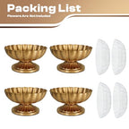 Small Gold Vases for Centerpieces: Antique Gold Flower Vase for Wedding 4 Inch Brass Compote Vase Metal Pedestal Bowl Flower Urn for Party Event Home Decor Set of 4 - size: 3.98 Inches - 4 Pcs