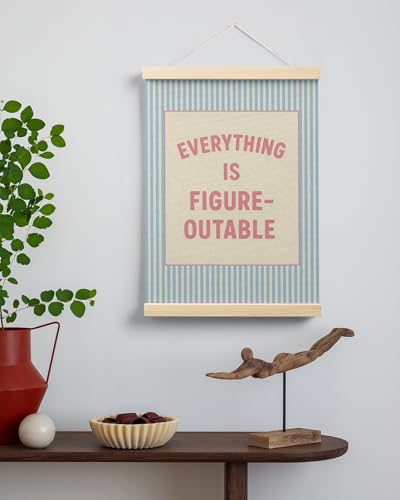 FGFK Everything Is Figureoutable Positive Affirmations Wall Art Poster Hanger Frame, Preppy Pink and Blue Inspirational Canvas Prints Framed Wall Decor for Office Classroom Home Bedroom, 12x16 Inch - color: Preppy Pink and Blue