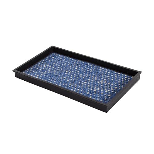 Anji Mountain Heavy Duty Waterproof Rubber Shoe Storage Mat Organizer/Boot Storage Tray Multi Use For Entryway with Coir, Blue and Ivory Insert, Fits 2 Pair (24.5" Wide) - color: Blue and Ivory, size: 24" x 14" x 1.5"