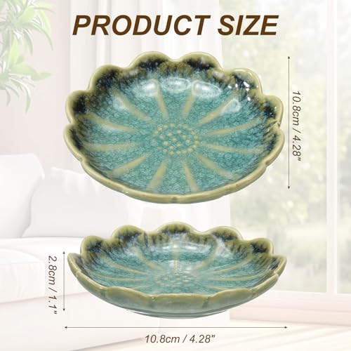 uxcell Candle Holder Plates, 4 Inch Ceramic Candle Tray Tealight Incense Holder Dish Candlestick for Tea Light Aromatherapy Wedding Rustic Vintage Home Decor, Sunflower Green - color: Green