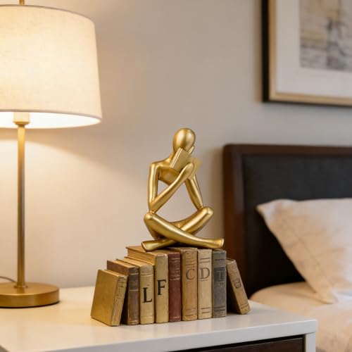 Bookshelf Decor, Coffee Table Decor, Library Decor Sculptures - Abstract Thinker Statue, Resin Modern Art Sculptures for Living Room, Office Desk, Home Decor (Gold(B)) - color: Gold(b)