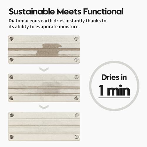 Razborci Quick Dry Bathroom Tray & Kitchen Sink Organizer, Water Absorbing Countertop Sponge Holder Soap Dish, Diatomaceous Earth Stone Vanity Dispenser Toothbrush Bottle, Gray Beige, 10" x 4" - color: 1. Greige, size: 10" x 4" x 1"