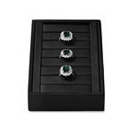 Oirlv Premium PU Leather Ring Tray Display Stand Slotted Ring Showcase Display Jewelry Organizer Jewelry Holder for Trade Show(Black) - color: Leather black