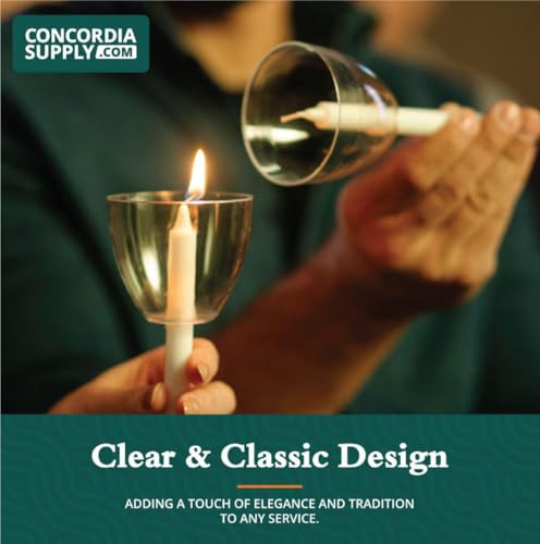 Concordia Supply Clear Shield Candle Drip Protectors - (Pack of 50) Wax Catcher for Candlesticks, Convenient for Church Vigils, Memorials, Congregational, & Christmas Eve Candles - size: Pack of 50