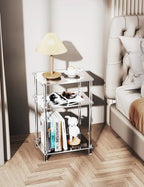 Acrylic Side Table Clear 3-Tier End Table for Living Room, Office, Hallway, Bedroom Small Bedside Table - size: Small