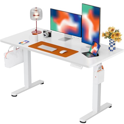 ErGear Height Adjustable Electric Standing Desk, 48 x 24 Inches Sit Stand up Desk, Memory Computer Home Office Desk, White - color: White, size: 47.2 x 23.6 Inches