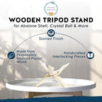 Alternative Imagination Wooden Tripod Display Stand - 8-Inch Hand Carved Holder Made from Mango Wood -Folding Natural Stand for Abalone Shell, Crystal Ball, Key Bowl,Trinket Dish, Incense,Decor & More - size: 8 Inches