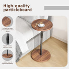 Adjustable End Table, Small Round Side Table, Drink Table for Small Spaces, Pedestal Nightstand for Living Room, Bedroom, Sofa Couch, Brown ET-010BR - color: Brown