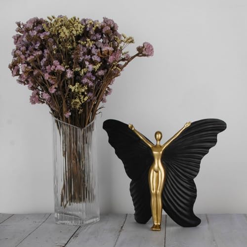 Black Fairy Statues and Figurines Indoor Table Decor - Abstract Modern Home Sculpture - Resin Fairyland Fairy Statue for Home Office and Bedroom Dresser Decor