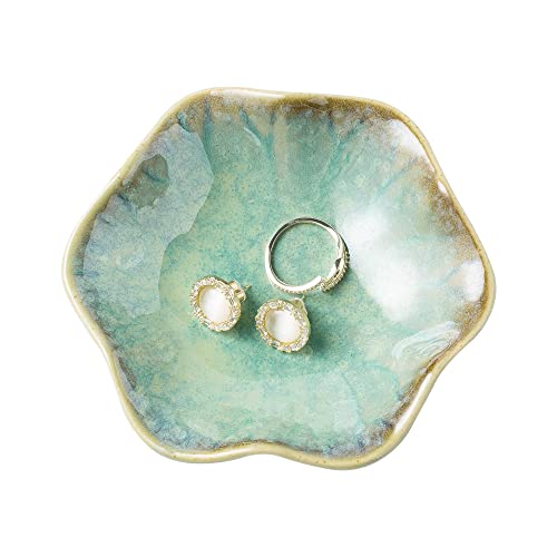 Jewelry Dish Tray, Ring Dish, Ceramic Trinket Tray, Key Bowl, Decorative Plate, for Friends Sisters Daughter Mother (Emerald Green) - color: Emerald Green
