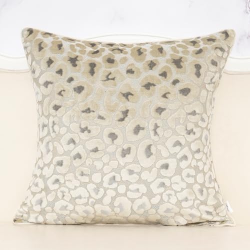 Alerfa Beige Floral Throw Pillow Cover 20 x 20 Inch Cut Velvet Sqaure Luxury Decorative Pillow Cover for Couch Living Room Bedroom - color: Beige, size: 20" x 20" (Pack of 1)