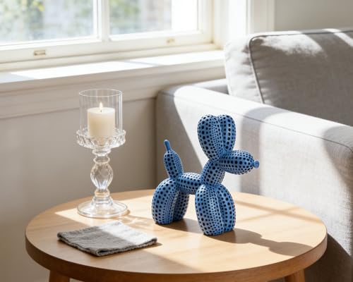 Balloon Dog Statue Decor Polka Dot Dog Cool Stuff to Put on Shelves, Blue Balloon Dog Statue Decoration Fun Paperweight, 5 inch Versatile Color Options - color: Blue