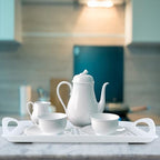 MDLUU Non-Slip Serving Tray with Handles, Food Serving Platter, Set of 2, White - color: White