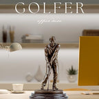 9.1'' Bronze Golf Putting Statue, Handcrafted Golfer Figurine Sculpture with Marble Base, Classic Sports Art Collectible for Home Office Decor and Golf Enthusiasts Gift - size: 9.1" Man