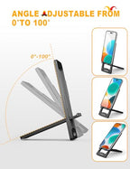Aoviho Phone Stand for Desk, Ultra-Thin Foldable Aluminum Phone Holder, Portable Travel & Office Cell Phone Stand Compatible with iPhone 17 16 15 14 13 12 Pro Max, Fits 3.7"-7" Devices, Black - color: Black