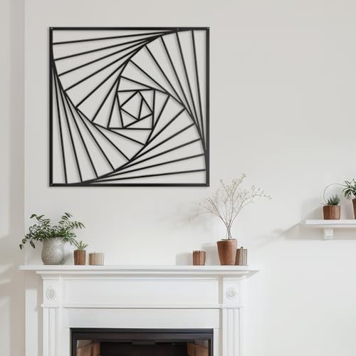 SIGNLEADER Metal Wall Decor Spiral Lines Minimalist Modern Luxury Wall Sculpture Hangings 3D Statue Home Decoration for Living Room, Bedroom, Bathroom, Kitchen, Fireplace, Office - 18" Black - color: Gry32-2405-m32, size: 18" Black