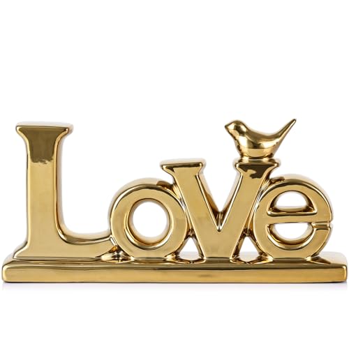 Love Sign Decoration - Gold Bird Sculpture Personalized Love Decor for Home, Living Room, Bedroom, Desktop & Cabinets - color: Gold, style: Love