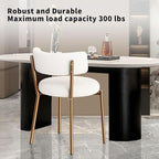 51'' Modern Glass Dining Table for 4, Rectangular Tempered Table Top Gold Base with 4 Luxury White Gold Boucle Dining Chairs, 5 Piece Dining Room Table Set, Easy Assemble - color: Golden+white Gold Chairs, size: 51'' + 4 Chairs