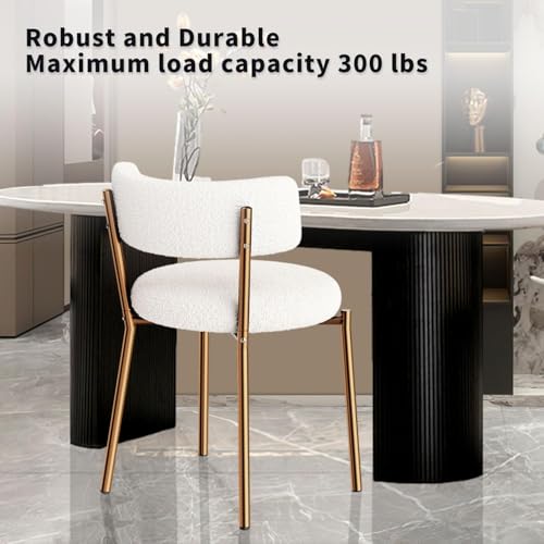 5 Piece Rectangular Glass Dining Table Set, 63'' Modern Kitchen Table Set Gold Base with 4 Luxury White Gold Boucle Dining Chairs, Dining Table and Chairs for Home, Apartment - color: Golden+white Gold Chairs, size: 63'' + 4 Chairs