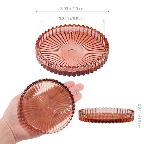Glass Pillar Candle Holder, 4" Candle Plates Set of 3, Glass Candle Holders for Wedding, Party, Holiday, Home Decor, Table Centerpiece - color: Reddishbrown, size: 3 pcs