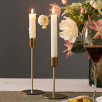 Modern Metal Gold Candlestick Holders for Wedding Decoration Skinny Tapered Candle Holder for Home Decor Bar Party (S+L)