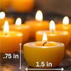 Serenibee Tea Light Candles - 100% Pure Beeswax Candles with one Custom Reusable Sturdy Steel Candle Holder and Reusable Cotton Bag Eco Friendly Gift Set(12 & 24)