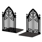 Peacoblue Metal Bookends for Shelves, Modern Decorative Heavy Duty Study Book Support Stoppers for Office, Desk, Shelf, Room 5.3"x4.3"x7.3" Cast Iron Simple Tall Bookends, 1 Pair (Gothic Gate) - style: Gothic Gate