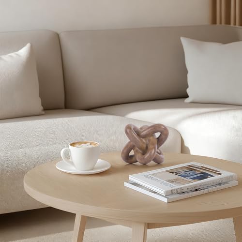 DOVDOV Wood-Toned Knot Sculpture, Triple-Knot Statue, Wood-Toned Home Decor, Ideal for accenting Rustic-Style Coffee Tables, Living Room TV Stands, Dining Tables, and entryway Shelving. - color: Wood