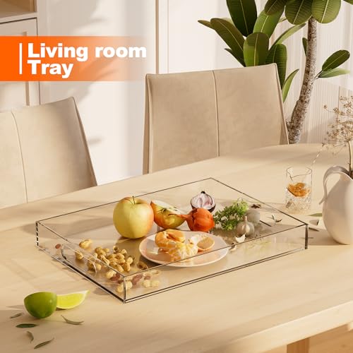 Serving Tray 12x16 Inch Decorative Clear Acrylic Serving Platter for Appetizers, Breakfast, Snacks – Perfect for Parties, Events, and Home Use, 1 Pack - size: 16x12 inch