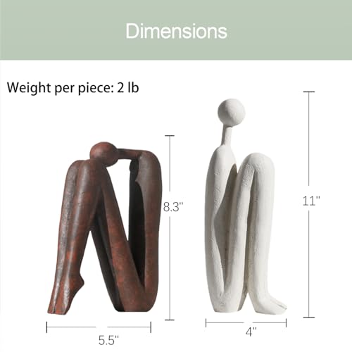 Decorative Bookends for Heavy Books, Thinker Statue Book Holders for Shelves & Office Desk, Abstract Decor Aesthetic Book Ends Stoppers, Modern Bookshelf Decoration - style: Thinkers