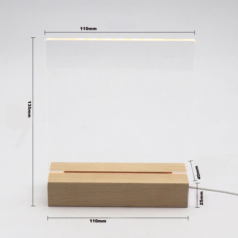 2Pcs 4.33" Wood LED Light Base with Blank Acrylic Sheet Clear Cast Plexiglass for LED Light Base Signs DIY Display Projects Craft-Warm Light - color: Warm Light, size: 2PC 4.33" + AS