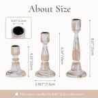 Wooden Taper Candle Holders: Wood Candlestick Holders Rustic Farmhouse Fall Decor for Living Room Dinning Table Centerpiece Christmas Set of 3 - size: 4.33"/6.33"/8.27" H - 3Pcs