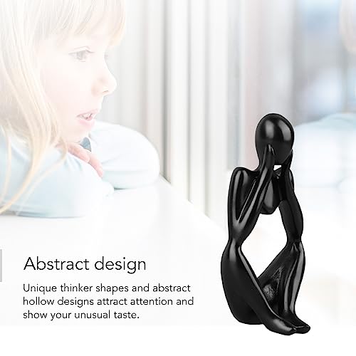 Abstract Thinker Statue | Synthetic Home Accent for Living Room/Office Desk/Bookshelf | Hollow Design Art Sculpture Collectible Present (Black Focus) - style: Black Focus